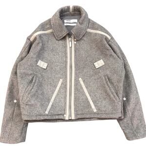C2H4 Grey Wool Military Stagger Stripe Jacket - Size Medium